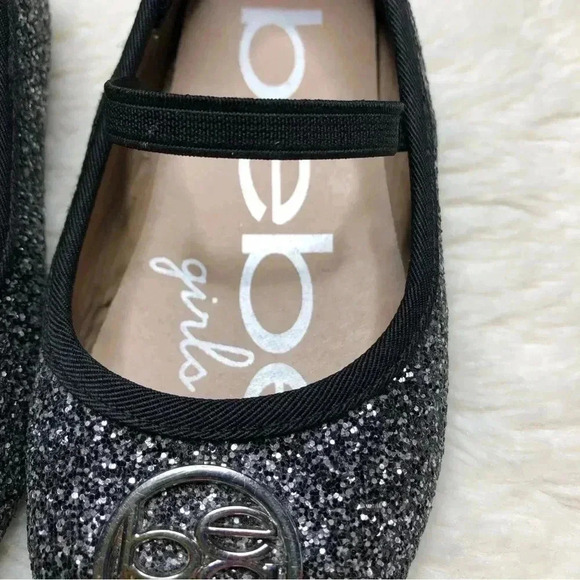 Bebe Toddler Glitter Flats Black Size 8 - Picture 3 of 16
